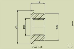 Dimensões do Adaptador M16x25 para Tubo PVC