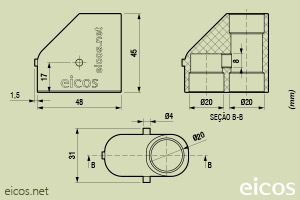 Dimensões do Adaptador 20x20 para Tubo PVC