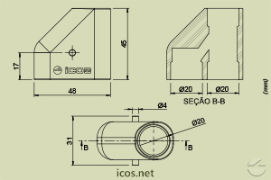 Dimensões do Adaptador 20x20 para Tubo PVC