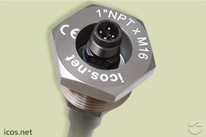 Conexão 1"NPT em montagem junto ao Sensor de Nível vertical