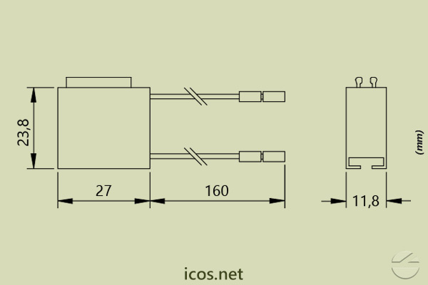 Dimensões do Filtro Supressor de Ruído Elétrico CA12-250