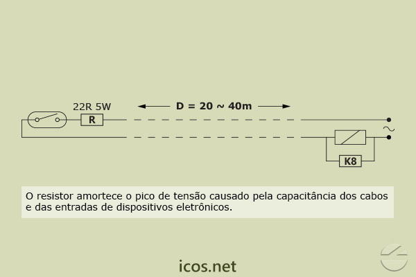 Esquema elétrico para sensor Eicos instalado entre 20 a 40 metros