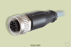 Conector M12 4 vias reto fêmea com cabo 2 metros em PVC