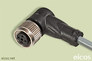 Conector fêmea M12 90° 4 vias com cabo 5 metros em PVC