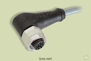 Conector M12 4 vias 90° fêmea com cabo 5 metros em PVC