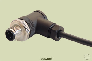Conector M12 4 vias 90° macho sem cabo montado