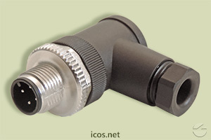 Conector M12 4 vias 90° macho sem cabo