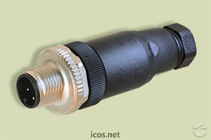 Conector M12 4 vias reto macho sem cabo