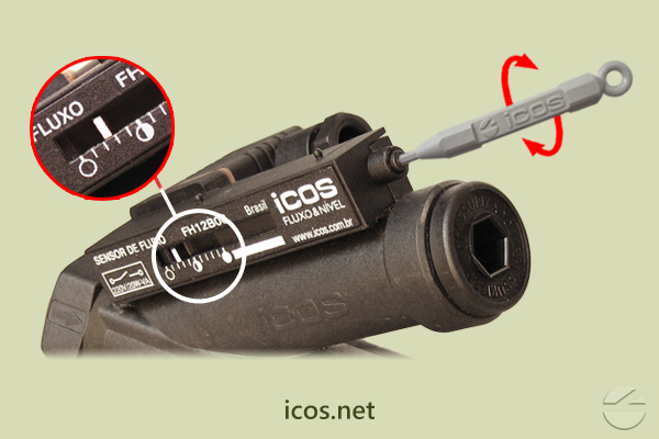 Ajuste de setpoint de vazão do Sensor de Fluxo (Fluxostato) para médias vazões FH12B04