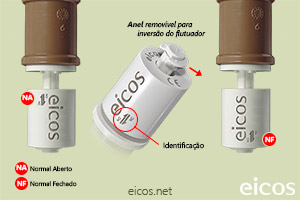 Sensor de Nível Eicos LV42A-40 - Gire o Flutuador para Funcionamento NA ou NF