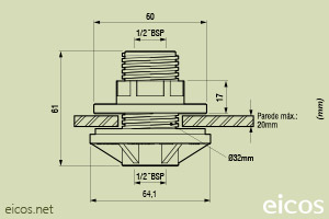 Flange PVC dimensões
