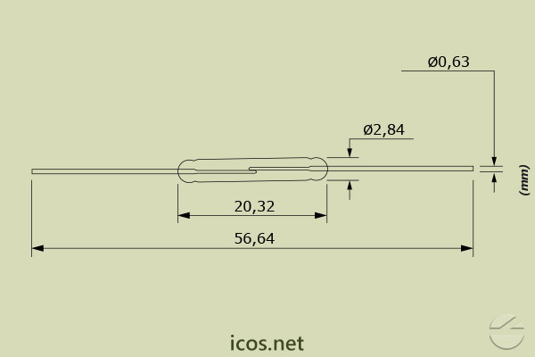 Dimensões do Reed Switch Hamlin MRPR-20-22-33 para automação industrial