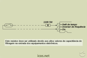 Esquema elétrico para sensor Eicos instalado com equipamento eletrônico