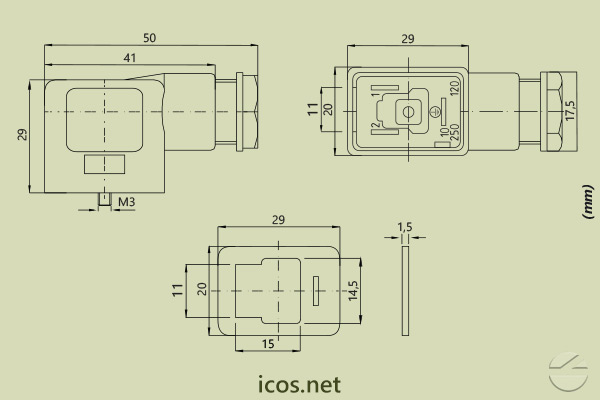 Dimensões do Conector DIN 43650