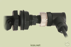Montagem do Conector M12 90° fêmea (sem cabo) com Sensor Eicos