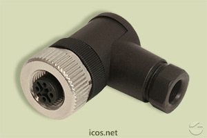 Conector M12 4 vias 90° fêmea sem cabo