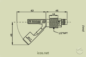 Dimensões do Sensor de Nível tipo Boia para controle de nível de líquidos LA32-M12