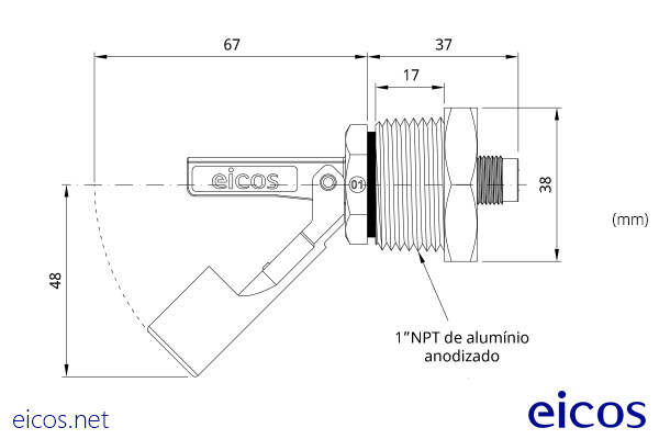 Dimensões do Sensor de Nível LA31N-M12