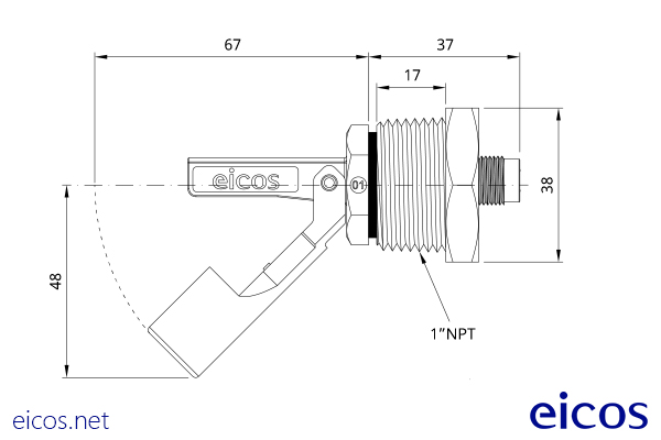 Dimensões do Sensor de Nível LA31N-M12