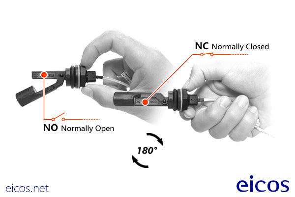 Haga clic para ampliar Funcionamento NA ou NF do Sensor de Nível LA322E-40 Funcionamento NA ou NF do Sensor de Nível LA322E-40